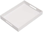 KEVLANG Glossy White Acrylic Serving Tray, 12x16Inch, Sturdy Kitchen Countertop Organizer, Decorative Vanity Table Tray, Ottoman Tray, 3/16 inch Thickness by KEVLANG