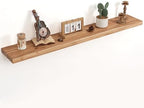 Floating Shelves for Wall Decor, 8" Deep Rustic Solid Elm Wood Floating Shelves Wall Mounted, Wall Shelves with Invisible Bracket for Living Room Bathroom Bedroom Kitchen, 48 Inch Set of 1, Natural by FLYJOE