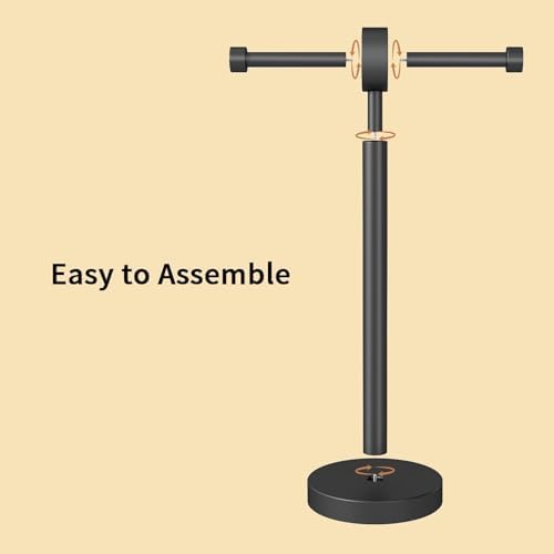 YUMORE Toilet Paper Holder Stand, Floor Freestanding Double Roll Black Tissue Paper Stand for Modern Bathroom, Weighted Round Base Stainless Steel Toilet Roll Holder,Extra Capacity - Image 6