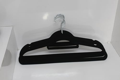 Non-Slip Clothes Hangers Set – Slim Velvet Coat Hangers with Swivel Hooks – Space-Saving Shirt, Dress & Jacket Hangers for Closet Organization (30, Black) - Image 6