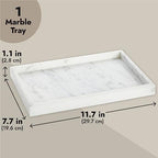 Juvale Large Marble Vanity Tray - Jewelry & Cosmetic Organizer with Drawer Organizer - Bathroom Display with Soap Tray - Home Accent Piece with Marble Decor - 11.7 x 7.7 x 1.1 in White (Pack of 6) - Image 4