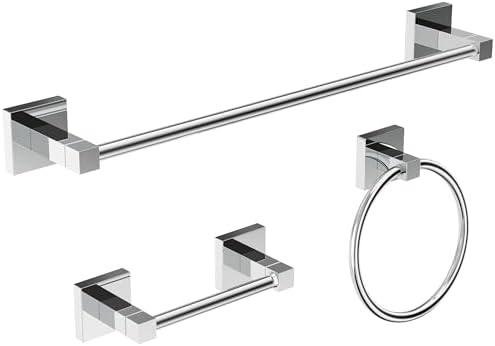 RUACQ Bathroom Accessories, 3-Piece Bathroom Hardware Set, Chrome by Ruacq