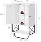MAHANCRIS Bathroom Wall Cabinet with 2 Door and Adjustable Shelf, Farmhouse Medicine Cabinet with Towel Rack, 3-Tier Wall Mounted Storage Cabinet Over The Toilet for Bathroom Laundry Room, White - Image 3
