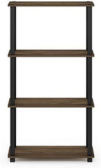 Furinno TURN-S-TUBE Storage Shelves, 4-Tier Book Shelf, Corner Shelf, Toolless Open Shelves, for Organization and Storage, Living Room, Garage, Home Office, Columbia Walnut - Image 6