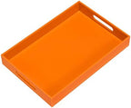 KEVLANG Orange Sturdy Acrylic Serving Tray with Handles-10x15Inch-Serving Coffee,Food,Breakfast,Butler-Kitchen Countertop Tray-Makeup Drawer Organizer-Vanity Table,Ottoman Tray-Decorative Tray by KEVLANG