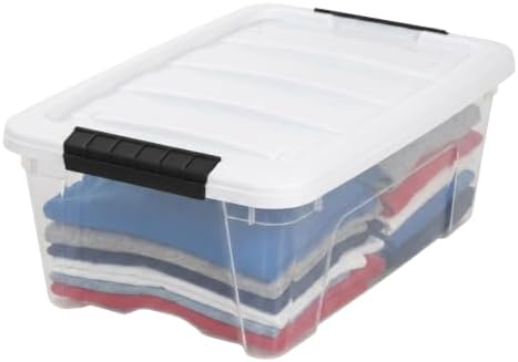 IRIS USA 13 Qt Storage Bins with Lids, 6 Pack, Clear/White - Image 3