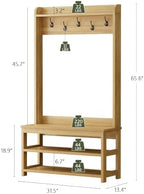 Hall Tree with Bench and Shoe Storage, 31.5” Coat Rack Entryway Organizer - Image 2