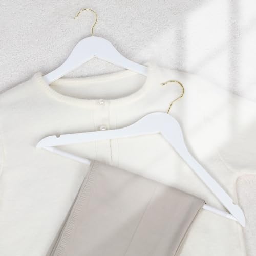 TOPIA HANGER Wooden Hangers 30 Pack, White Wood with Golden Hooks - Image 5