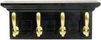 EXCELLO GLOBAL PRODUCTS Black 16" Coat Rack with 4 Gold Hooks: Ready to Hang Entryway Coatrack for Organization of Jackets, Hats, Scarves, Keys & Purses (Black) by ExcelloGlobalProducts