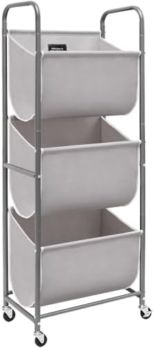 STORAGE MANIAC 120 Liters Vertical Rolling Laundry Hamper, 3 Section Laundry Sorter with Wheels and 2 Breaks, 3-tier Laundry Baskets for Small Space, Dorm, Laundry Room, Closet, Bathroom, Gray 3-tier by STORAGEMANIAC
