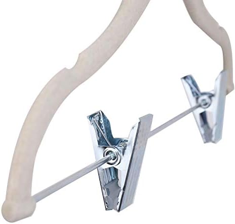 Tosnail 30 Pack Kids Velvet Hangers Children's Clothes Hangers Baby Hangers with Clips - Cream - Image 3
