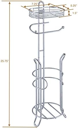 SunnyPoint Bathroom Heavyweight Toilet Tissue Paper Roll Storage Holder Stand with Reserve and Shelve, The Reserve Area Has Enough Space to Store Mega Rolls. (Chrome) - Image 7
