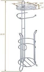 SunnyPoint Bathroom Heavyweight Toilet Tissue Paper Roll Storage Holder Stand with Reserve and Shelve, The Reserve Area Has Enough Space to Store Mega Rolls. (Chrome) - Image 7