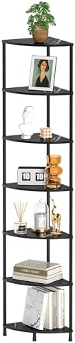 7 Tier Corner Book Shelf, 64.7", Marble Black by Greatseas