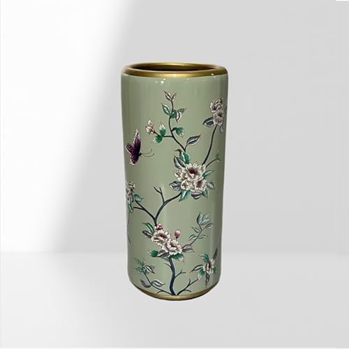 Ceramic Umbrella Stand Umbrella Holder for Entryway Hand-Made Umbrella Stand Barrels Umbrella Holder Cane Floor Standing Vase Ceramic Storage Bucket for Home Office Entrance Indoor.(Dark green 203) by Pllrbvshs