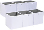 Amazon Basics Collapsible Cube Storage Organizer Bins, Closet Organizer Baskets for Shelves, Space-Saving, White, 13" x 15" x 13", 6-Pack by AmazonBasics