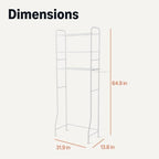 Amazon Basics Over the Toilet Storage Organizer, 3-Tier with 2 Paper Holders, 13.8 x 31.9 x 64.9 Inches, White - Image 2