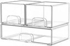 Clear Stackable Storage Drawers Set of 3 Bathroom Makeup Organizer Bins by Unknown