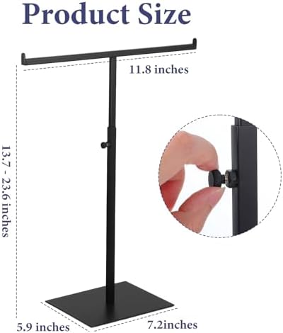 2 Pcs Black Purse Display Stand, Adjustable Height T Bar Tabletop Stainless Steel Handbag Holder for Jewelry Necklaces Organizer, Home Store Boutique Retail Decor - Image 2