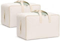 DoYiKe Soft Canvas Clothes Storage Bags with Four Carrying Handles and Clear Window, Closet Organizer for Clothing, Blankets Sheets and Bedding, 55L, 2 Pack, Beige by DoYiKe
