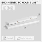 Homeforia 36 Inch Floating Shelves, High-End Solid Pine Wood, Set of 2 - Image 2