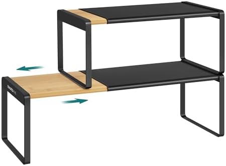 SONGMICS HOME Spice Rack, Expandable Cupboard Shelf Orgnizer,Bamboo by SONGMICSHOME