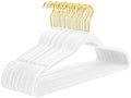 MIZGI Premium Velvet Hangers - 40 Pcs Heavy Duty, Non Slip Felt, Space Saving, White with Gold Hooks by MIZGI