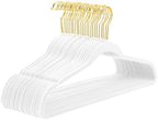 MIZGI Premium Velvet Hangers - 40 Pcs Heavy Duty, Non Slip Felt, Space Saving, White with Gold Hooks by MIZGI