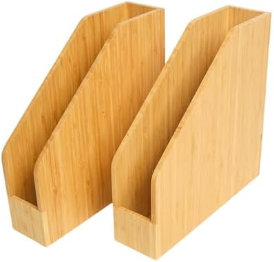 2 Pack Bamboo Magazine Holder Wood Magazine File Holder by Saparim