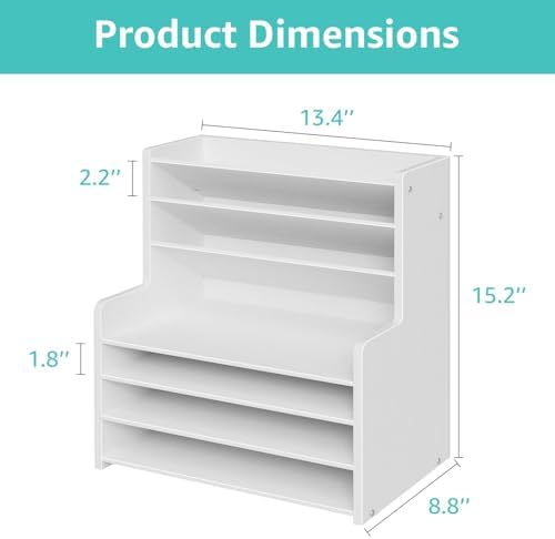 7 Tier White Desk Organizer for Office Organization, Wood Paper Organizer for Desk, Vertical Desktop File Folder Holder & Letter Tray, Aesthetic School Storage Orgnizer Shlef - Image 2
