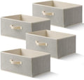 Storage Baskets, 15.7-Inch Woven Fabric Bins, Storage Cubes with Reinforced Handles, Organizer Bins for Closet Shelves, Foldable, for Toys, Clothes, Natural Beige (4PCS/Beige-15.7*11*7.8inch) by EITMOW