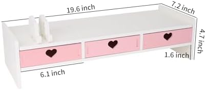Cute Monitor Stand Kawaii Desk Organizer Cute Desk Organizer with Drawers Monitor Riser Computer Stand - Image 4