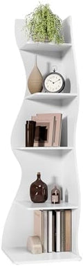 LITTLE TREE 70-Inch Corner Shelf, Seaweed Shaped Etagere Display Bookshelf, Freestanding 5-Tier Wall Shelves for Small Spaces, Living Room, Bedroom, White, 1 Pack by LITTLETREE