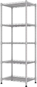 REGILLER 5-Wire Shelving Metal Storage Rack Adjustable Shelves,Standing Storage Shelf Units for Laundry Bathroom Kitchen Pantry Closet(Silver,11.8" D x 16.6" W x 53.5" H) by REGILLER