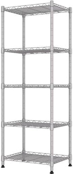 REGILLER 5-Wire Shelving Metal Storage Rack Adjustable Shelves,Standing Storage Shelf Units for Laundry Bathroom Kitchen Pantry Closet(Silver,11.8" D x 16.6" W x 53.5" H) by REGILLER