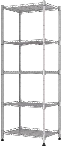 REGILLER 5-Wire Shelving Metal Storage Rack Adjustable Shelves,Standing Storage Shelf Units for Laundry Bathroom Kitchen Pantry Closet(Silver,11.8" D x 16.6" W x 53.5" H) by REGILLER