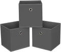 13x13x13 storage cube bins,collapsible fabric storage cubes Decorative storage basket,13 inch Record cube storage box for shelves,clothing,shelf,drawer,bathroom organizer,Set of 3 (Grey) by NieEnjoy