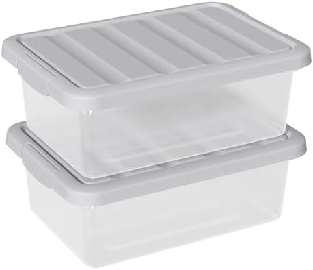 14 Quart Plastic Clear Storage Bin, 2 Packs Organizers Boxes by Buyitt