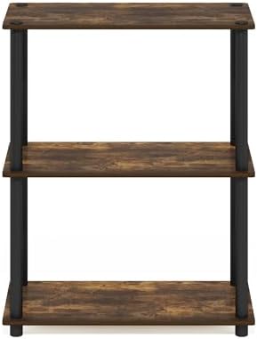 Furinno Turn-N-Tube Storage Shelves, 3-Tier Book Shelf, Corner Shelf, Toolless Open Shelves, for Organization and Storage, Living Room, Garage, Home Office, Amber Pine - Image 5