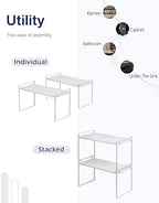 Nxconsu Stackable Cabinet Shelf Organizer 2 Pack, Wide Tall White - Image 5