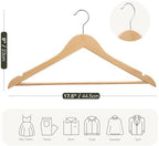 Wooden Hangers 30 Pack,Heavy Duty Solid Wooden Clothes Hangers with Pant Bar,360-Degree Rotatable Hook,Durable & Slim Wood Hangers for Coats,Jackets,Dress,Pants(Natural) - Image 7