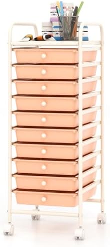 COSTWAY 10-Drawer Rolling Storage Cart, Utility Mobile Trolley by COSTWAY