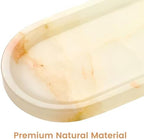 Natural Marble Decorative Tray, 9.8”x4.4”, Cream Amber - Image 4