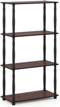 Furinno Turn-N-Tube 4-Tier Multipurpose Shelf Display Rack, Classic Tubes, Dark Cherry/Black by Furinno-FitsYourSpaceFitsYourBudget