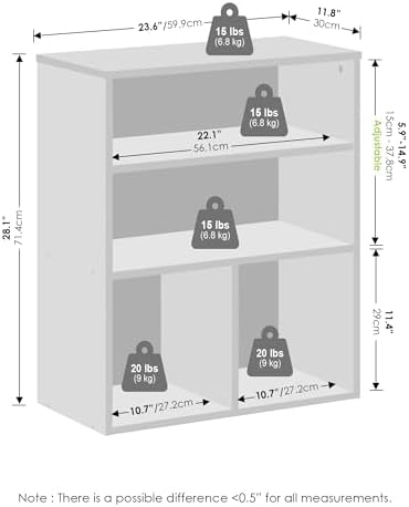 Furinno Reed Closet Organizers and Storage, 3-Tier Closet Organizer, Open Shelf Closet Storage, for Wardrobe, Bedroom, Living Room, White - Image 2