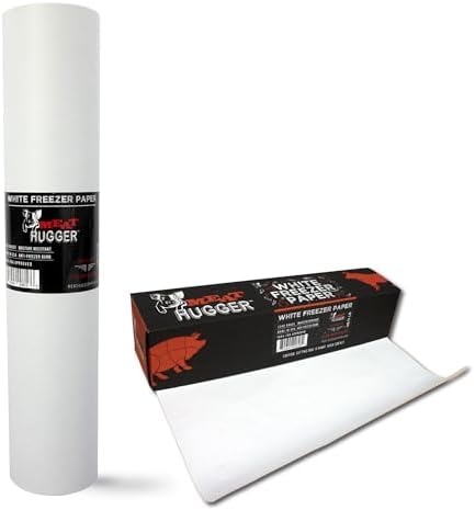 Meat Hugger White Freezer Paper Roll - Poly Coated Moisture Resistant Freezer Paper for Meat Wrapping - Burn Resistant - 17.25 Inch x 175 Feet by Meat+Hugger