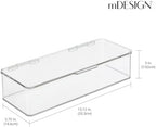mDesign Long Plastic Kitchen Pantry/Fridge Storage Organizer Box Containers with Hinge Lid for Shelves or Cabinets, Holds Food, Snacks, Seasoning, Condiments, Flatware, Utensils, 2 Pack, Clear - Image 4