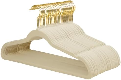 ManGotree Velvet Coat Hangers with 360° Swivel Gold Hook 36 Pack Beige by ManGotree