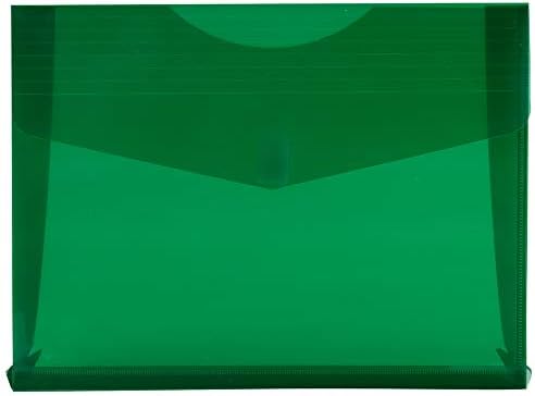 JAM PAPER Plastic Expansion Envelopes with Hook & Loop Closure - Letter Booklet - 9 3/4 x 13 with 2 Inch Expansion - Green - 12/Pack by JAMPaper