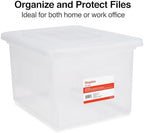 STAPLES Plastic File Box with Snap Lid, Letter/Legal Size, Clear, 4/Carton - Image 2